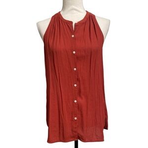 Banana Republic Rust Sleeveless Button-Front Tunic Top Racerback Petite Small